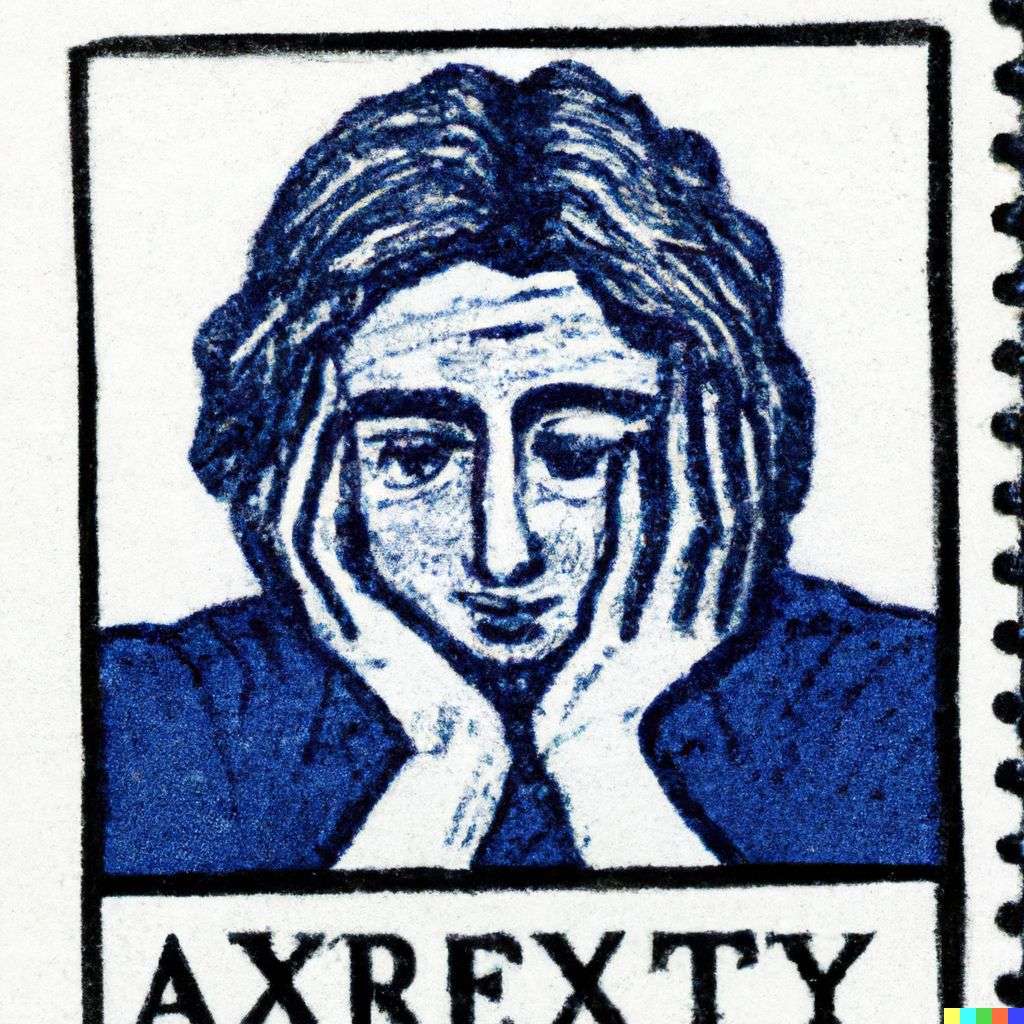 a representation of anxiety, postage stamp